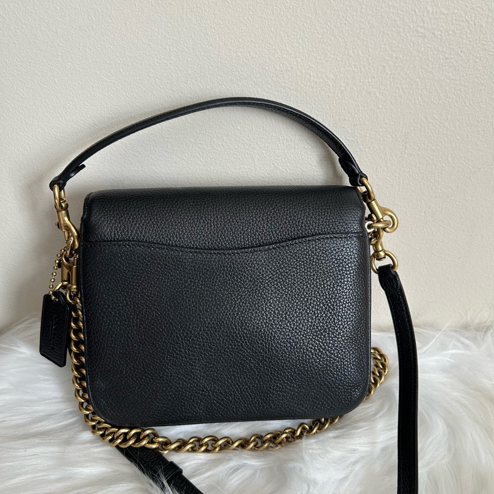 Coach Cassie 19 Black Pebbled‎ Leather Shoulder Bag Excellent - Picture 3 of 10